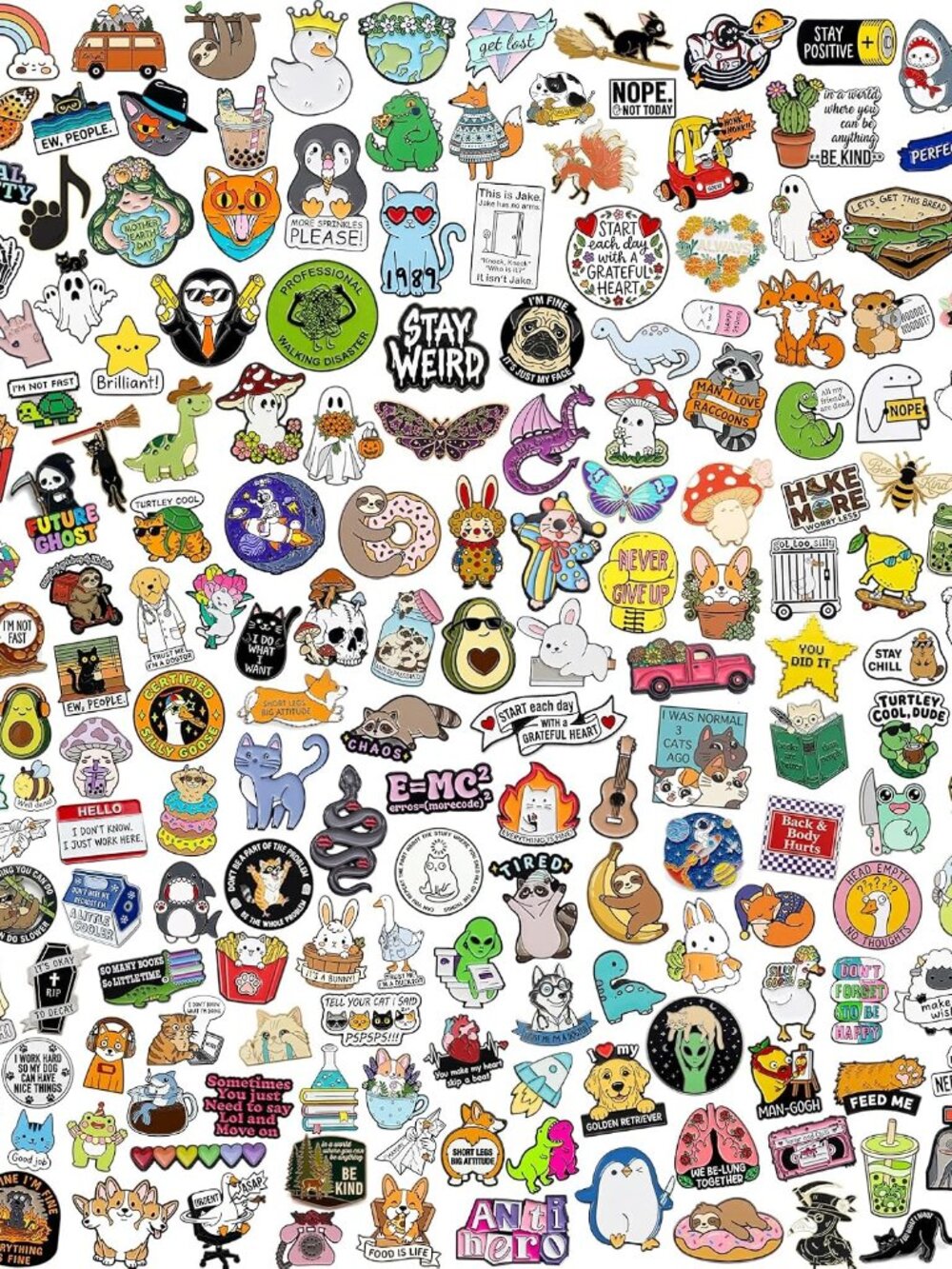 20/40/50 PCS Cute Enamel Pins Bulk, Funny Backpack Pins Aesthetic Lapel Badge Pi